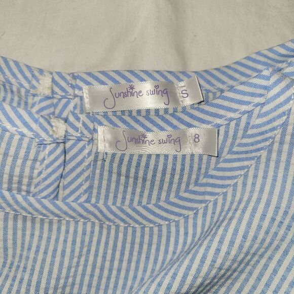 Matchables by Sunshine Swing | Blue Stripe Ruffle-Sleeve Top Mommy and Me Set - Picture 3 of 6